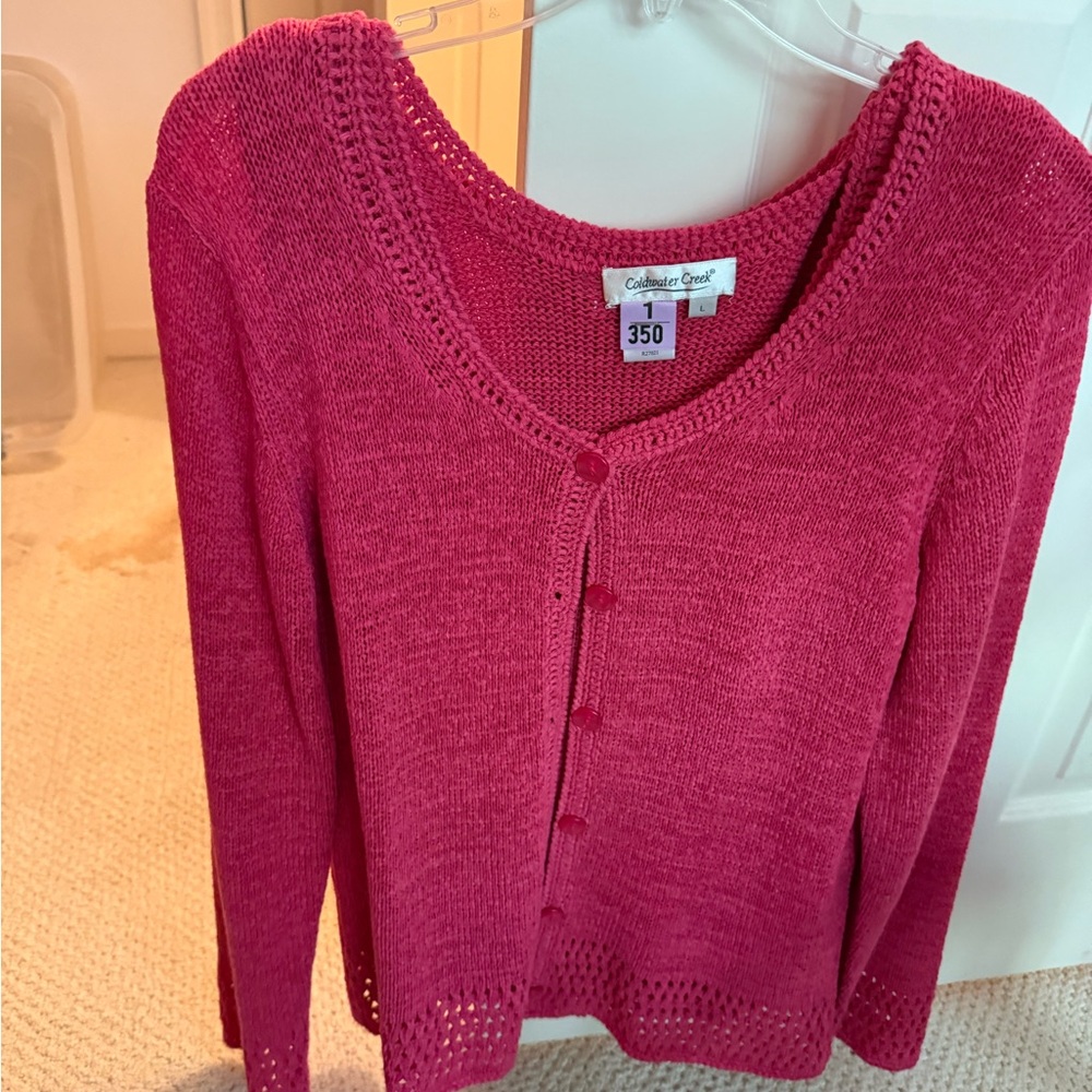 Coldwater Creek Raspberry Cardigan Sweater